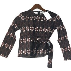 Zaikamoya NWT Girls Boho Top Size 10 Diamond, Maroon, navy, green belt waist